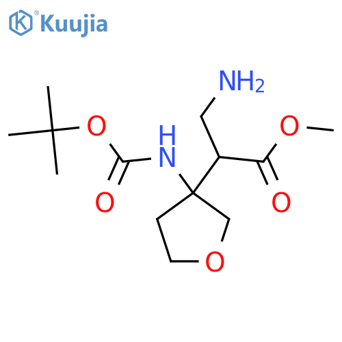 methyl 3-amino-2-(3-{(tert-butoxy)carbonylamino}oxolan-3-yl)propanoate structure