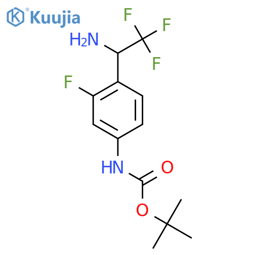 tert-butyl N-4-(1-amino-2,2,2-trifluoroethyl)-3-fluorophenylcarbamate structure