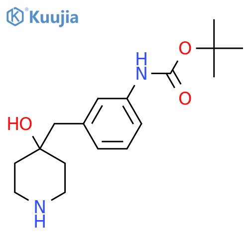tert-butyl N-{3-(4-hydroxypiperidin-4-yl)methylphenyl}carbamate structure