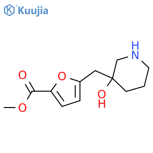 methyl 5-(3-hydroxypiperidin-3-yl)methylfuran-2-carboxylate structure