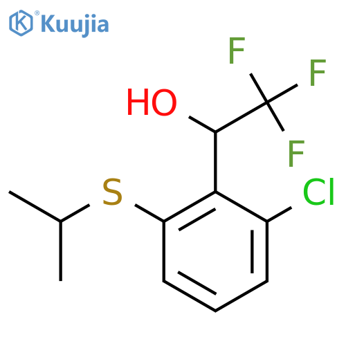 1-2-chloro-6-(propan-2-ylsulfanyl)phenyl-2,2,2-trifluoroethan-1-ol structure