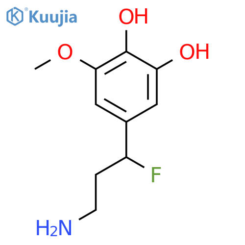 5-(3-amino-1-fluoropropyl)-3-methoxybenzene-1,2-diol structure