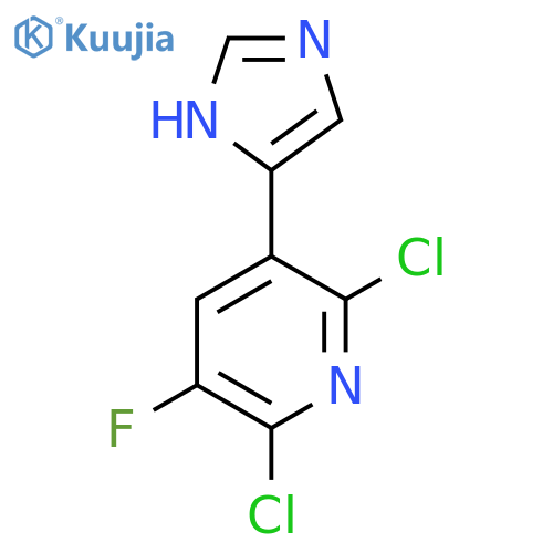 2,6-dichloro-3-fluoro-5-(1H-imidazol-4-yl)pyridine structure