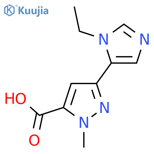 3-(1-ethyl-1H-imidazol-5-yl)-1-methyl-1H-pyrazole-5-carboxylic acid structure