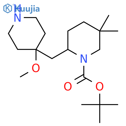 tert-butyl 2-(4-methoxypiperidin-4-yl)methyl-5,5-dimethylpiperidine-1-carboxylate structure