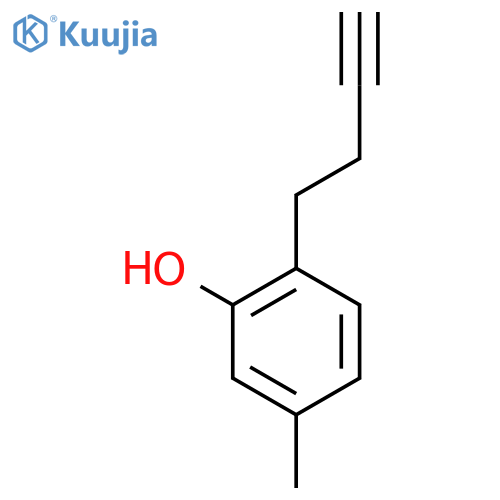 2-(but-3-yn-1-yl)-5-methylphenol structure