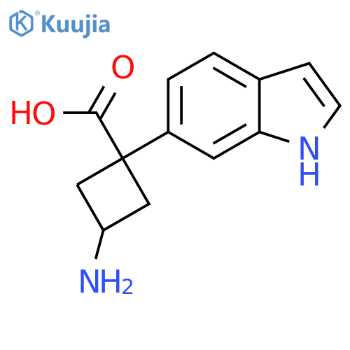 3-amino-1-(1H-indol-6-yl)cyclobutane-1-carboxylic acid structure