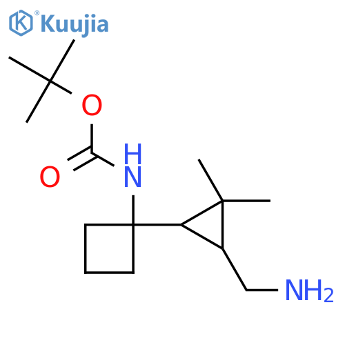 tert-butyl N-{1-3-(aminomethyl)-2,2-dimethylcyclopropylcyclobutyl}carbamate structure