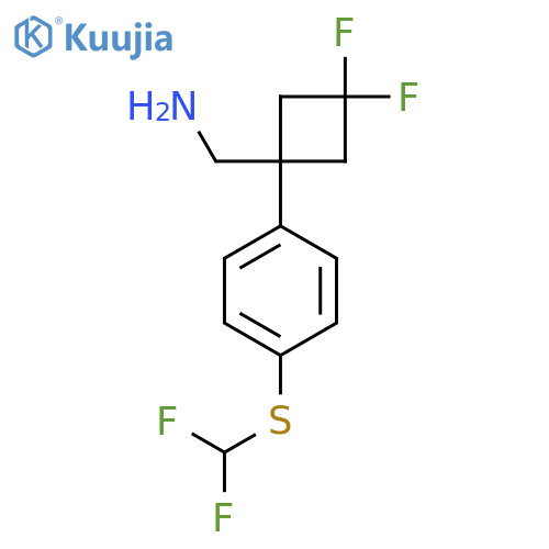 (1-{4-(difluoromethyl)sulfanylphenyl}-3,3-difluorocyclobutyl)methanamine structure