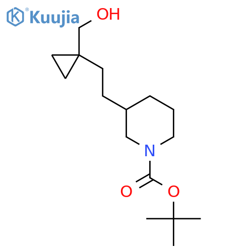tert-butyl 3-{2-1-(hydroxymethyl)cyclopropylethyl}piperidine-1-carboxylate structure
