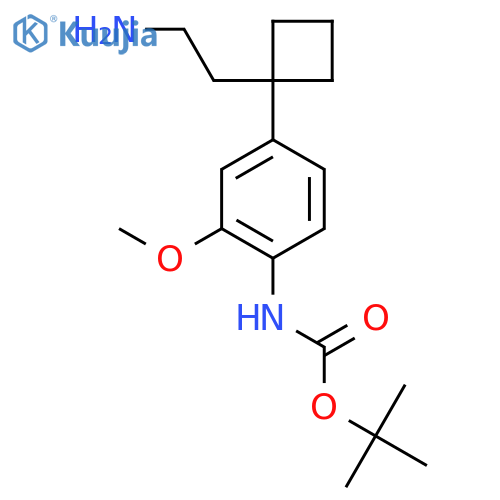 tert-butyl N-{4-1-(2-aminoethyl)cyclobutyl-2-methoxyphenyl}carbamate structure