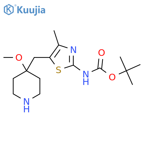 tert-butyl N-{5-(4-methoxypiperidin-4-yl)methyl-4-methyl-1,3-thiazol-2-yl}carbamate structure