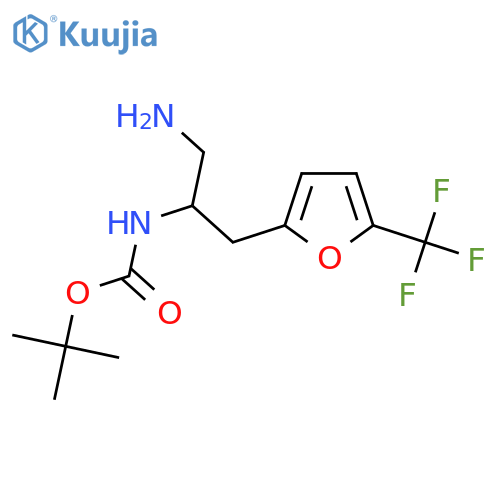 tert-butyl N-{1-amino-3-5-(trifluoromethyl)furan-2-ylpropan-2-yl}carbamate structure