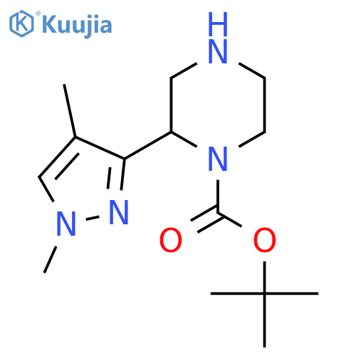 tert-butyl 2-(1,4-dimethyl-1H-pyrazol-3-yl)piperazine-1-carboxylate structure