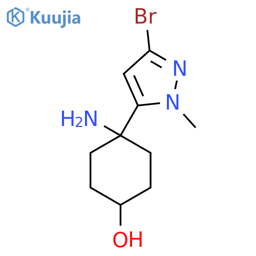 4-amino-4-(3-bromo-1-methyl-1H-pyrazol-5-yl)cyclohexan-1-ol structure