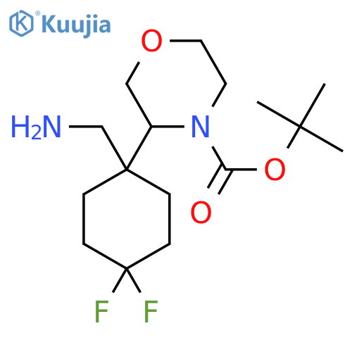 tert-butyl 3-1-(aminomethyl)-4,4-difluorocyclohexylmorpholine-4-carboxylate structure