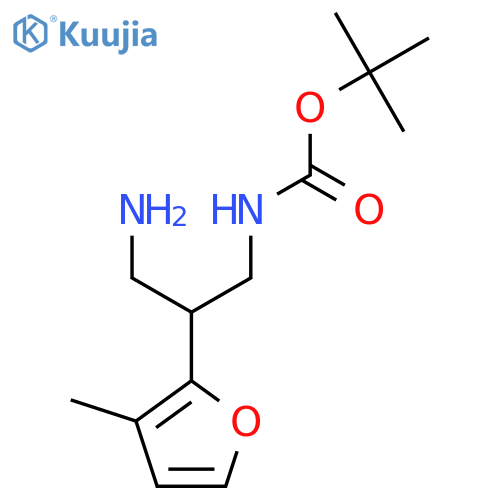 tert-butyl N-3-amino-2-(3-methylfuran-2-yl)propylcarbamate structure