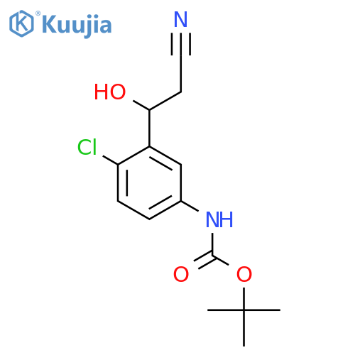 tert-butyl N-4-chloro-3-(2-cyano-1-hydroxyethyl)phenylcarbamate structure