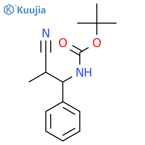 tert-butyl N-(2-cyano-2-methyl-1-phenylethyl)carbamate structure