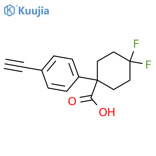 1-(4-ethynylphenyl)-4,4-difluorocyclohexane-1-carboxylic acid structure