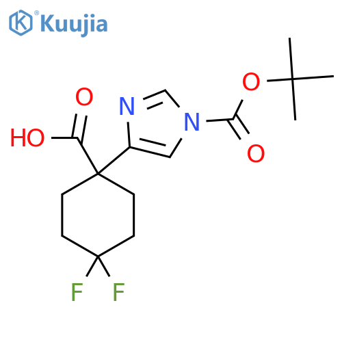 1-{1-(tert-butoxy)carbonyl-1H-imidazol-4-yl}-4,4-difluorocyclohexane-1-carboxylic acid structure