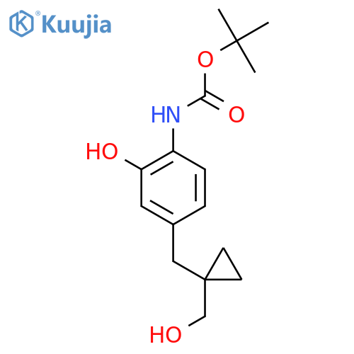 tert-butyl N-(2-hydroxy-4-{1-(hydroxymethyl)cyclopropylmethyl}phenyl)carbamate structure