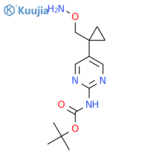 tert-butyl N-(5-{1-(aminooxy)methylcyclopropyl}pyrimidin-2-yl)carbamate structure