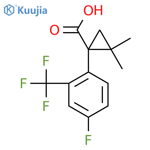 1-4-fluoro-2-(trifluoromethyl)phenyl-2,2-dimethylcyclopropane-1-carboxylic acid structure