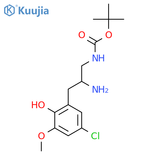 tert-butyl N-2-amino-3-(5-chloro-2-hydroxy-3-methoxyphenyl)propylcarbamate structure