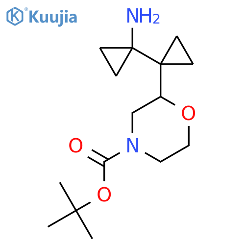 tert-butyl 2-1-(1-aminocyclopropyl)cyclopropylmorpholine-4-carboxylate structure