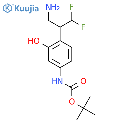 tert-butyl N-4-(3-amino-1,1-difluoropropan-2-yl)-3-hydroxyphenylcarbamate structure