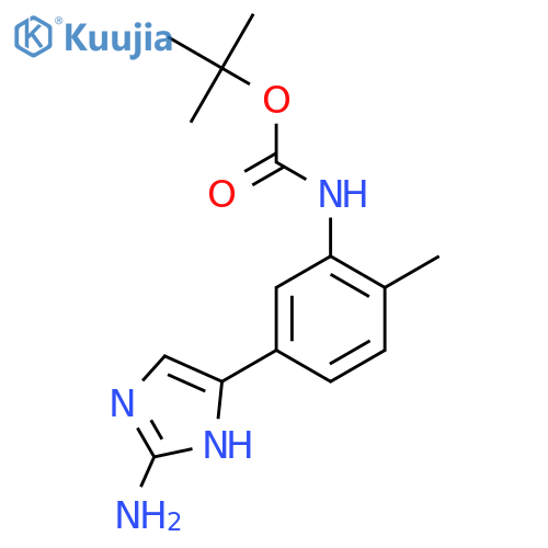 tert-butyl N-[5-(2-amino-1H-imidazol-5-yl)-2-methylphenyl]carbamate structure
