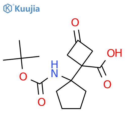 1-(1-{(tert-butoxy)carbonylamino}cyclopentyl)-3-oxocyclobutane-1-carboxylic acid structure