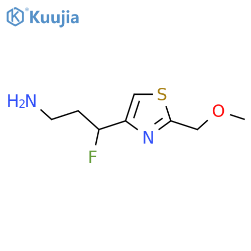 3-fluoro-3-2-(methoxymethyl)-1,3-thiazol-4-ylpropan-1-amine structure