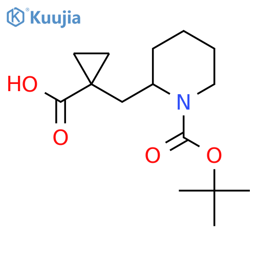 1-({1-(tert-butoxy)carbonylpiperidin-2-yl}methyl)cyclopropane-1-carboxylic acid structure