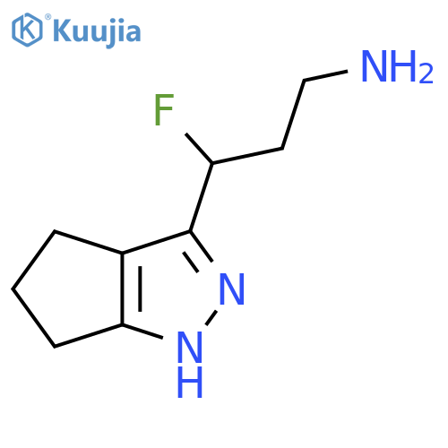 3-{1H,4H,5H,6H-cyclopentacpyrazol-3-yl}-3-fluoropropan-1-amine structure