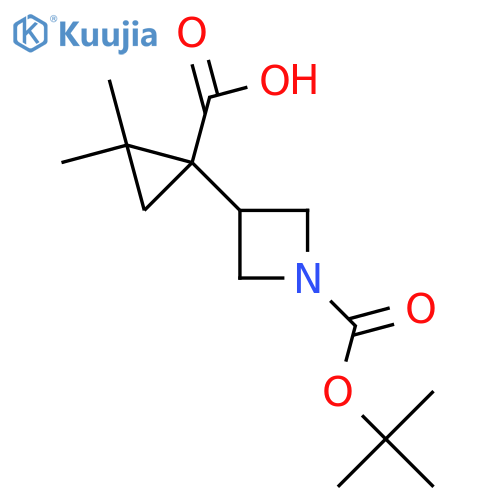 1-{1-(tert-butoxy)carbonylazetidin-3-yl}-2,2-dimethylcyclopropane-1-carboxylic acid structure