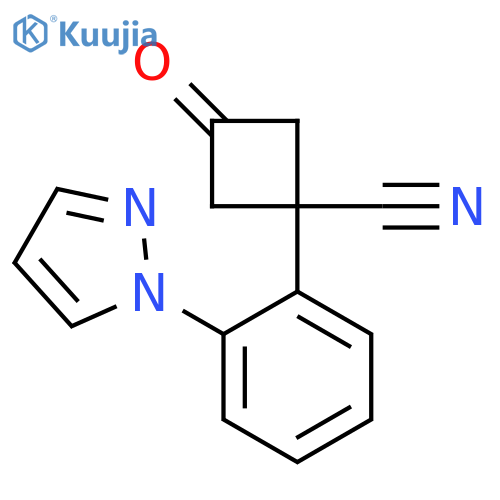 3-oxo-1-2-(1H-pyrazol-1-yl)phenylcyclobutane-1-carbonitrile structure