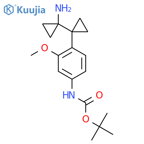 tert-butyl N-{4-1-(1-aminocyclopropyl)cyclopropyl-3-methoxyphenyl}carbamate structure