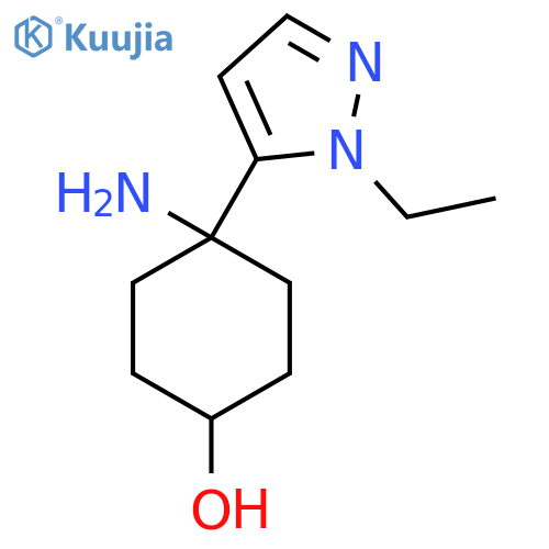 4-amino-4-(1-ethyl-1H-pyrazol-5-yl)cyclohexan-1-ol structure