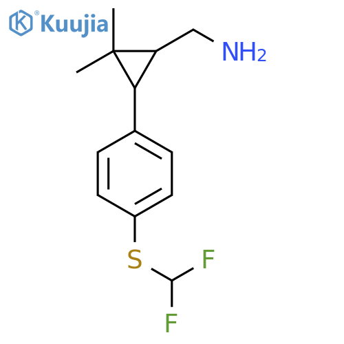 (3-{4-(difluoromethyl)sulfanylphenyl}-2,2-dimethylcyclopropyl)methanamine structure