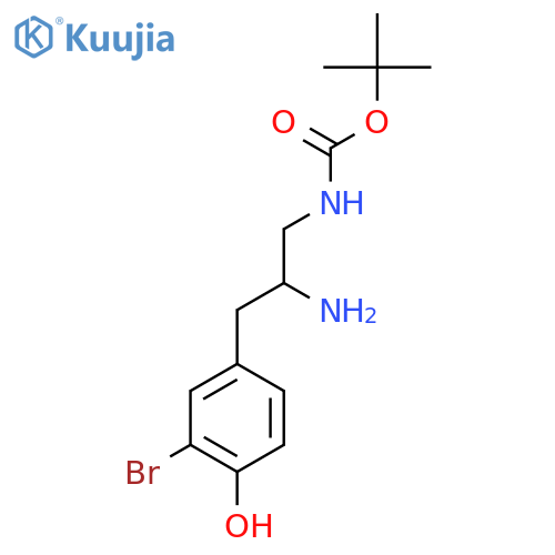 tert-butyl N-2-amino-3-(3-bromo-4-hydroxyphenyl)propylcarbamate structure
