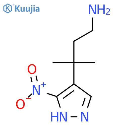 3-methyl-3-(3-nitro-1H-pyrazol-4-yl)butan-1-amine structure
