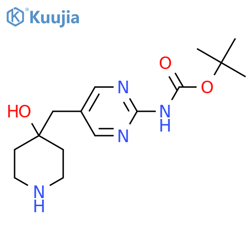tert-butyl N-{5-(4-hydroxypiperidin-4-yl)methylpyrimidin-2-yl}carbamate structure