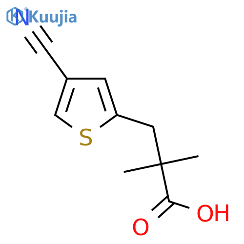 3-(4-cyanothiophen-2-yl)-2,2-dimethylpropanoic acid structure
