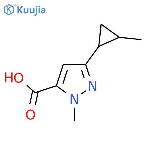 1-methyl-3-(2-methylcyclopropyl)-1H-pyrazole-5-carboxylic acid structure