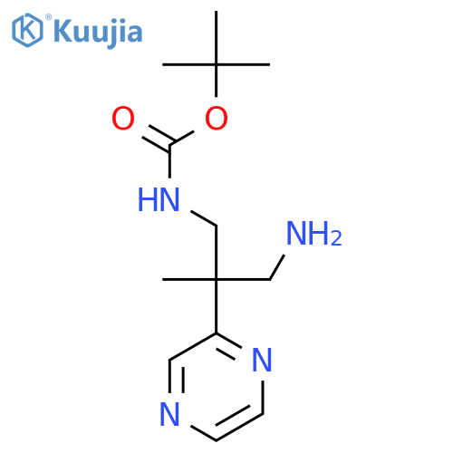 tert-butyl N-3-amino-2-methyl-2-(pyrazin-2-yl)propylcarbamate structure