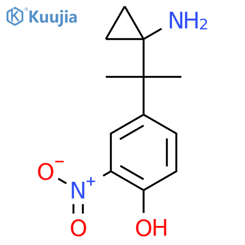 4-2-(1-aminocyclopropyl)propan-2-yl-2-nitrophenol structure