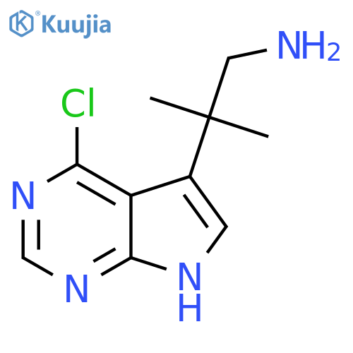 2-{4-chloro-7H-pyrrolo2,3-dpyrimidin-5-yl}-2-methylpropan-1-amine structure