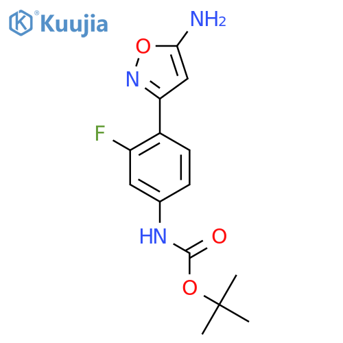 tert-butyl N-4-(5-amino-1,2-oxazol-3-yl)-3-fluorophenylcarbamate structure